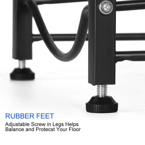 Heavy Duty 3 Tier Water Jug Rack Freestanding 5 Gallon Capacity brown adjustable feet detail
