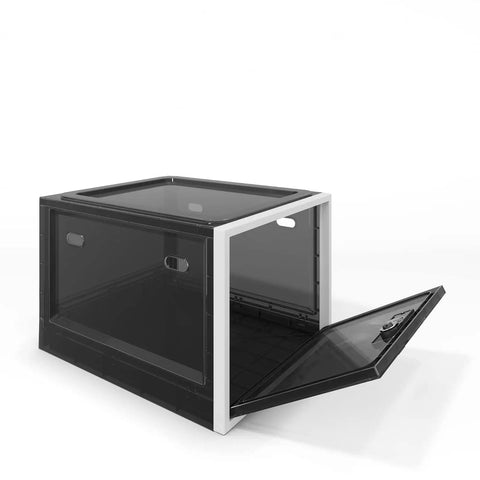 Open Large Capacity Medication Lock Box With Code Lock For Fridge Or Cabinet Safe Storage, black and transparent design