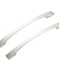 6.5 Inch Satin Nickel Cabinet Pulls Kit, Zinc Alloy Body Dresser Drawer Handles, 128mm Center To Center, shown from above