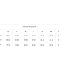 Harness sizing chart from XS to XXXL for Fall Protection Full Body Harness Kit With 6 Ft Lanyard And Internal Shock Absorber