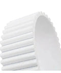 HTD5M Timing Belt 5M 15 Tooth Polyurethane PU Open Ended Drive Belt For Conveyor Transmission Systems, 3 Meter Length, 27mm Wide, Black, High Performance Industrial Grade Replacement close-up of white toothed belt