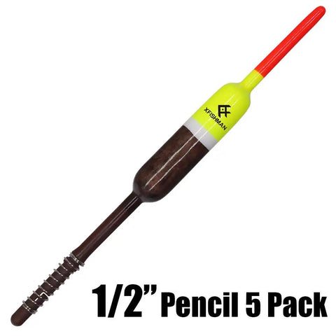High Visibility Balsa Fishing Floats Assortment Spring Bobbers One Half Inch Pencil Style Five Pack For Crappie Panfish Walleyes