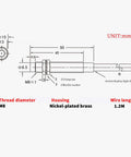Technical diagram of 5 Pack Inductive Proximity Sensor Switch M8 with thread diameter and wire length details for DIY automation.