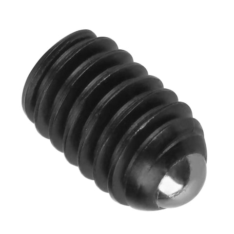 10 Pack M4 Hex Socket Ball Spring Plungers Set Crafted From Heavy Duty Carbon Steel close-up view of black plunger with ball end.