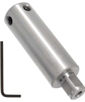 Side view of aluminum annular cutter extension 4 in (100 mm) for 3/4 in Weldon shank, with hex key.