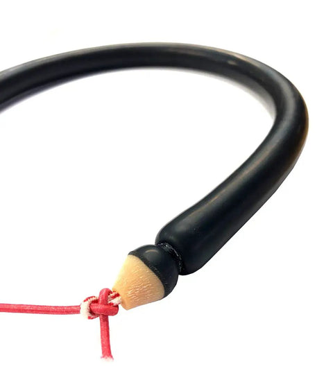 Close-up of Speargun Bands 16mm Five Eighths Inch With Pre Tied Spectra Wishbones Built From Prime Line Rubber For Spearfishing Amber Latex