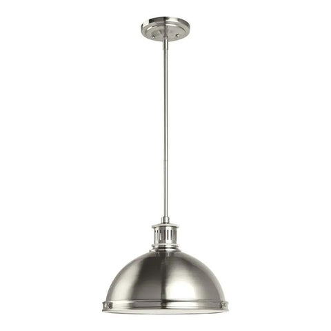 Pratt Street Two Light Pendant in Brushed Nickel Modern Metal Fixture for Wet Locations, cETL Listed, Energy Star Qualified