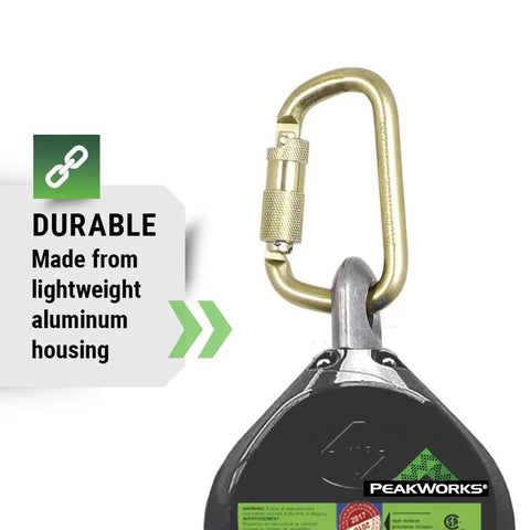 Self Retracting Lifeline For Fall Protection With Webbing And Snap Hook 6 Foot Length Black And Green Heavy Duty Safety Gear