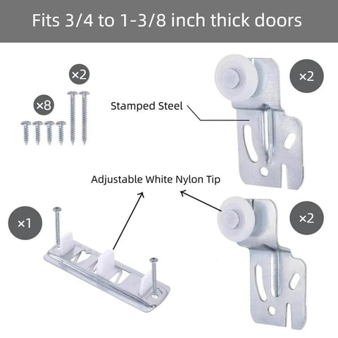 Sliding Door Roller Kit For Top Hung Wardrobe And Closet Doors, Five Piece Replacement Set With Front And Rear Rollers