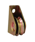 Tough As Nails 2 Inch V Groove Caster Set For Smooth Sliding Gate Tracks Heavy Duty Carbon Steel Ball Bearing Rollers Zinc Coated Rolling Hardware That Runs Real Smooth 4 Pack, showing a single V groove roller.