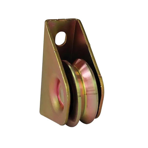 Tough As Nails 2 Inch V Groove Caster Set For Smooth Sliding Gate Tracks Heavy Duty Carbon Steel Ball Bearing Rollers Zinc Coated Rolling Hardware That Runs Real Smooth 4 Pack, showing a single V groove roller.