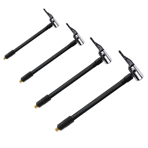 Badass Heavy Duty Nylon Wrapped Rubber Car Tire Air Inflator Hose Extension Tube Adapter Locking Chuck Secure Threaded Nozzle With Snug Seal Quick Connect Release For Bike Motorcycle Pump Valve System Easy Swapping And Tight Pressure Guarantee, set of 4