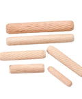 Five Size Hardwood Wood Dowels Set M5 M6 M8 M10 M12 Beveled Ends Fluted Pins For Woodworking Crafts 100 Pcs showcasing various sizes