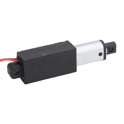 Compact 24V Electric Linear Actuator With Tiny 20mm Stroke And Nifty 20N Thrust, black and aluminum construction for automation projects.