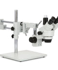 Pro Trinocular Stereo Zoom Microscope With Boom Stand, Long Working Distance, 10x Super Widefield Eyepieces, Adjustable Interpupillary, Ideal For Circuit Boards, Dental Appliances, And Precision Inspection, white metal stand