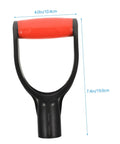 2 Pack D Shaped Shovel Handle Replacement Grip For Gardening Durable Plastic No Slip Palm Friendly Comfort Fit For Digging And Raking Tools Easy Install Inner Diameter, red handle shown.
