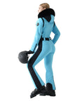 Women's One Piece Ski Suit Insulated Snowsuit For Outdoor Winter Sports Warm And Waterproof Jumpsuit With High Stretch Nylon Spandex Duck Down Fill Slim Yet Flattering Fit Blue XS