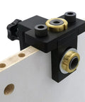 Dead Center Woodwork Punching Locator Tool For Carpentry Marking And Drawing Solid Aluminum Alloy Manual Drilling Positioner mounted on wood