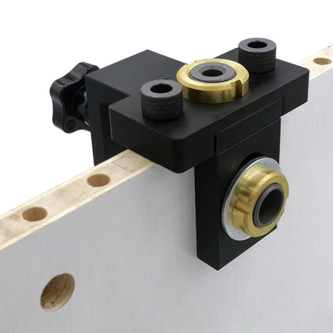 Dead Center Woodwork Punching Locator Tool For Carpentry Marking And Drawing Solid Aluminum Alloy Manual Drilling Positioner mounted on wood