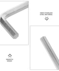 Close-up of firm stainless steel Allen wrench from Hex Socket Screw Set 300 Pack Stainless Steel With Allen Wrenches For Bathroom Fixtures Towel Racks And Humid Renovations Heavy Duty High Strength Construction Built To Last Wide Range Of Internal Hex Screws.