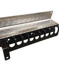 Heavy Duty 17 Inch Cab Rack With Lockable Chain Caddy And Load Binder Holder For Truck Bulkheads, steel frame with nine hook slots.