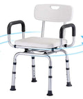 360 Degree Swivel Shower Chair For Tub And Shower, Height Adjustable Anti Slip Bath Stool Transfer Bench For Elderly And Disabled