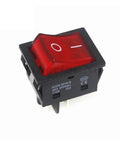 High Power 40A250V Ship Type Welding Machine Switch With Pure Silver Contacts And Flame Retardant Housing For Heavy Current Industrial Use Safe Mechanical Actuation Stop Equipment Instantly Red switch with clear markings.