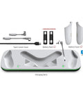 Magnetic Fast Charging Dock For Quest 3S Headset And Controllers with 2 rechargeable batteries and charging cables displayed