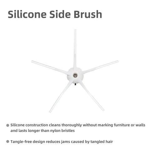 Silicone side brush for All In One Replacement Spare Parts Kit For S4 S4 Max S5 S5 Max S6 S6 MaxV E4 E5 Robovac, tangle-free design.
