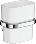 Urquiola Tumbler With Holder Chrome Finish Opaque Glass With Solid Brass Holder Modern Bathroom Accessory For Sleek Sinks