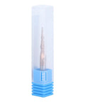 Beefy Tapered Ball Nose End Mill For CNC Router Bits 2 Flute Tungsten Carbide With Antique Brass Plated Coating 0.5 Mm Radius 20.5 Mm Cutting Length D4x50 For Detailed Precision in transparent case with blue base