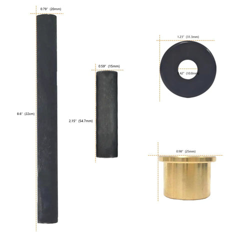 Detailed measurement of components in A-Arm Bushing Bolts Rebuild Kit For Yamaha ATVs All In One Seal Cover Set.