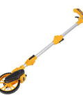 Jiawu Distance Measuring Wheel 9999.9m Capacity Advanced Measuring Tool, yellow and silver portable design.