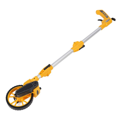Jiawu Distance Measuring Wheel 9999.9m Capacity Advanced Measuring Tool, yellow and silver portable design.