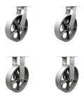 Extra Heavy Duty 10 Inch Caster Set Featuring Rock Solid Semi Steel Cast Iron Wheels Includes Two Swivel And Two Rigid Casters