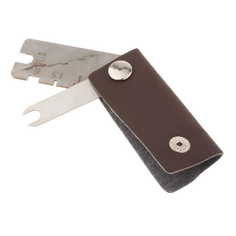 Foil Fencing Repair Kit Portable Gaps Tool For Equipment Maintenance And Adjustment with metal tools and brown leather case.