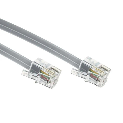 RJ9 4P4C 4 Conductor Flat Telephone Extension Cable 7Ft 2 Pack With Gold Plated Contacts, flexible flat cords with clear connectors