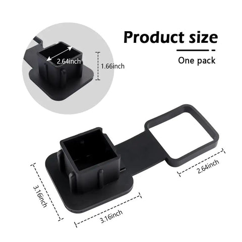 2 Inch Trailer Hitch Cover Rubber Dust Cap For 2x2 Receiver dimensions and size details in black color