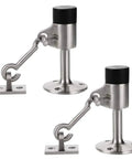Two Pack Stainless Steel Door Stopper With Hook And Sound Dampening Rubber Bumper Wall Mounted Door Holder Brushed Finish