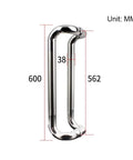 Brushed Stainless Steel Round Tube Door Push Pull Handle for Glass Frame Sliding Doors, size 600mm by 562mm by 38mm, anti-rust