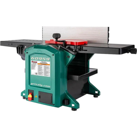 12 Inch Combo Planer Jointer With Helical Cutterhead 1.5 Hp Motor Built Tough Shop Ready Workhorse at an angle, showing features and controls.