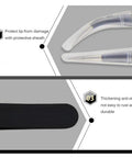 Close-up of Pro Grade ESD Safe Tweezers Set, 7 Piece Stainless Steel Anti Static Precision Tweezers with protective sheath