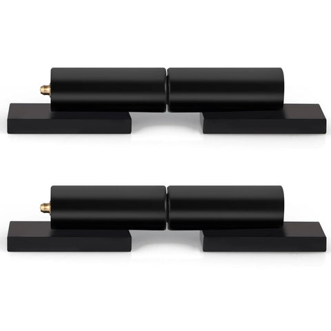 Skelang 8-inch gate hinge set, pair of heavy-duty black powder-coated steel barrel hinges with weld-on mounts