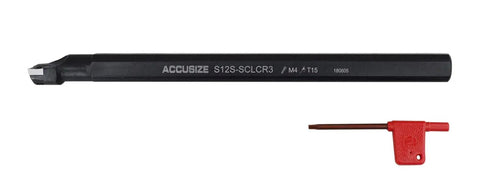 Beefy Indexable Boring Bar, 3/4 Inch Shank By 10 Inch Length, Negative 5 Degree End And Side Cut, For Aluminum, Accepts AKH01 CCGT32.51 Inserts, Handles Light Roughing To Finishing Small Bores, Solid Carbide Tool