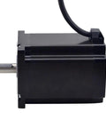 Stepper motor, NEMA 34, black metal housing with 14mm key-way shaft and 1m cable (side view)