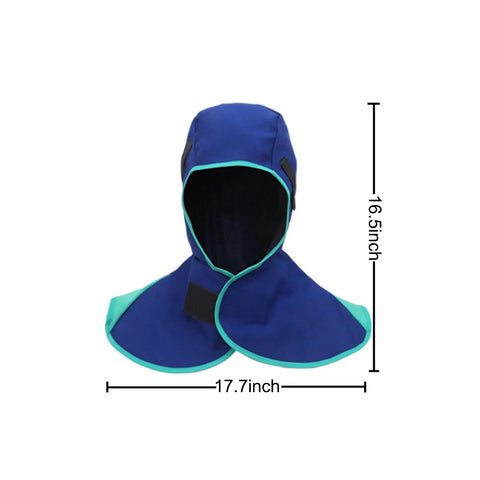 Heavy Duty Built To Last Welding Hood With Heat And Abrasion Resistant Fabric, Full Coverage Head Cover With Neck Drape, Dimensions Shown
