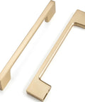 10 Pack Classic Cupboard Cabinet Handles For Modern Kitchen Drawers Pulls Brushed Brass Sleek 5 Inch 128mm Length 0.59 Inch Width 96mm Hole