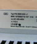 Close-up of label on PSI6000 PSI6300 Series Industrial Frequency Inverter Model PSI6300.625 L1 1070086710-107, used condition.
