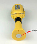 Close-up of a yellow magnetic base on the Two Pack Cordless LED Work Lights With Magnetic Bases And Swivel Holders.