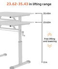 Smooth Hand Crank Standing Desk With 330 Lbs Heavy Duty Build And Effortless Manual Height Adjustment To Flex Your Home Office Vibe showing 23.62-35.43 inch lifting range.